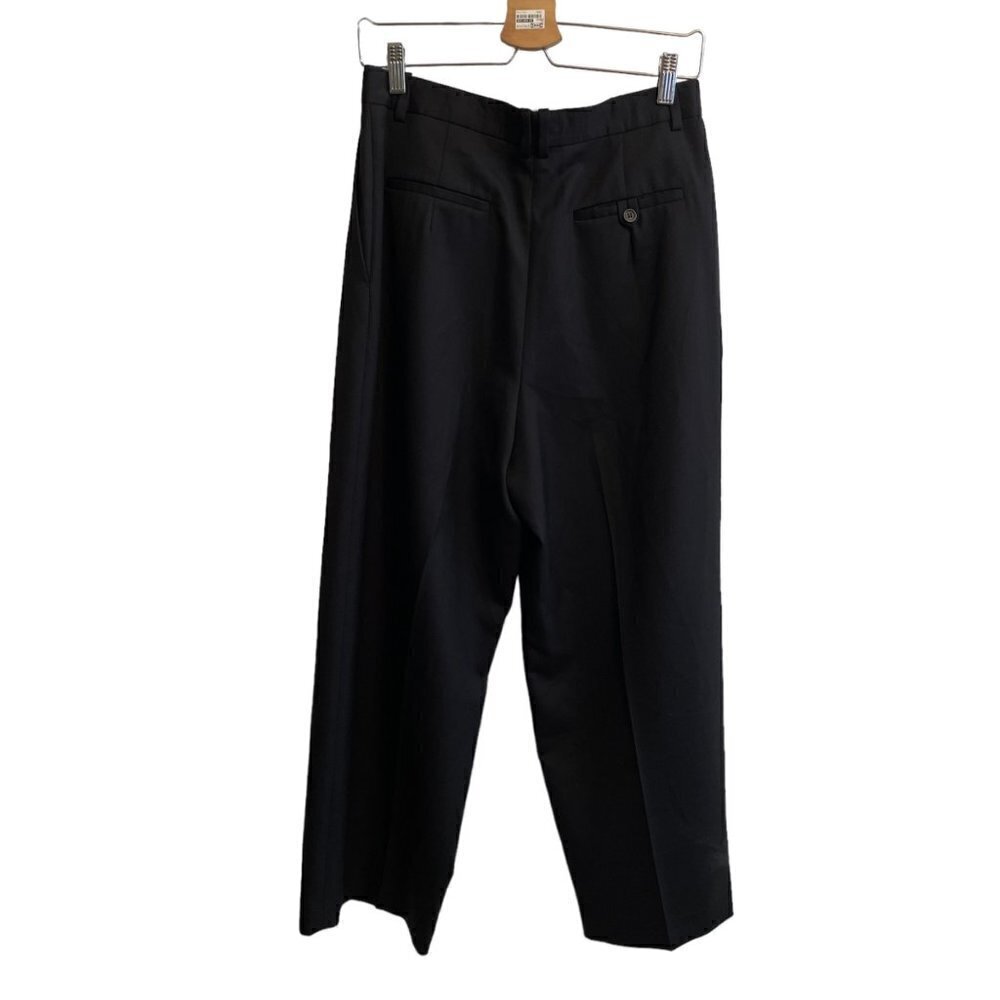 The Row Marian Wool Blend Pleated Front High Rise Wide Leg Pants Black 8 - Picture 11 of 12